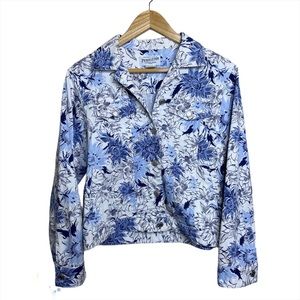 Pendleton Blue White Button Up Floral Jacket